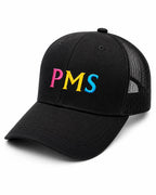 Premium Black Trucker Cap with Colorful PMS Embroidery – Stylish & Casual