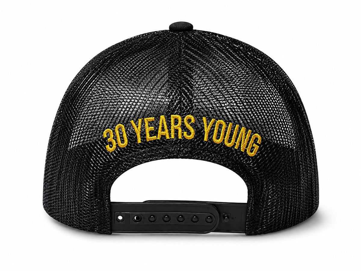 Premium Black Trucker Cap with Colorful PMS Embroidery – Stylish & Casual