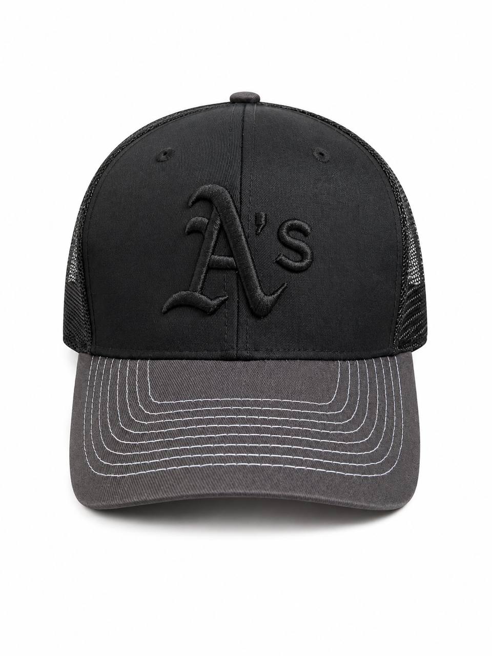 Premium Black & Grey A’s Trucker Cap