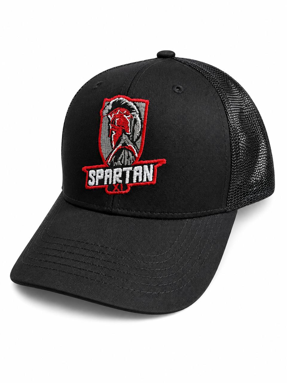Black Trucker Cap – Premium Spartan Embroidered Design