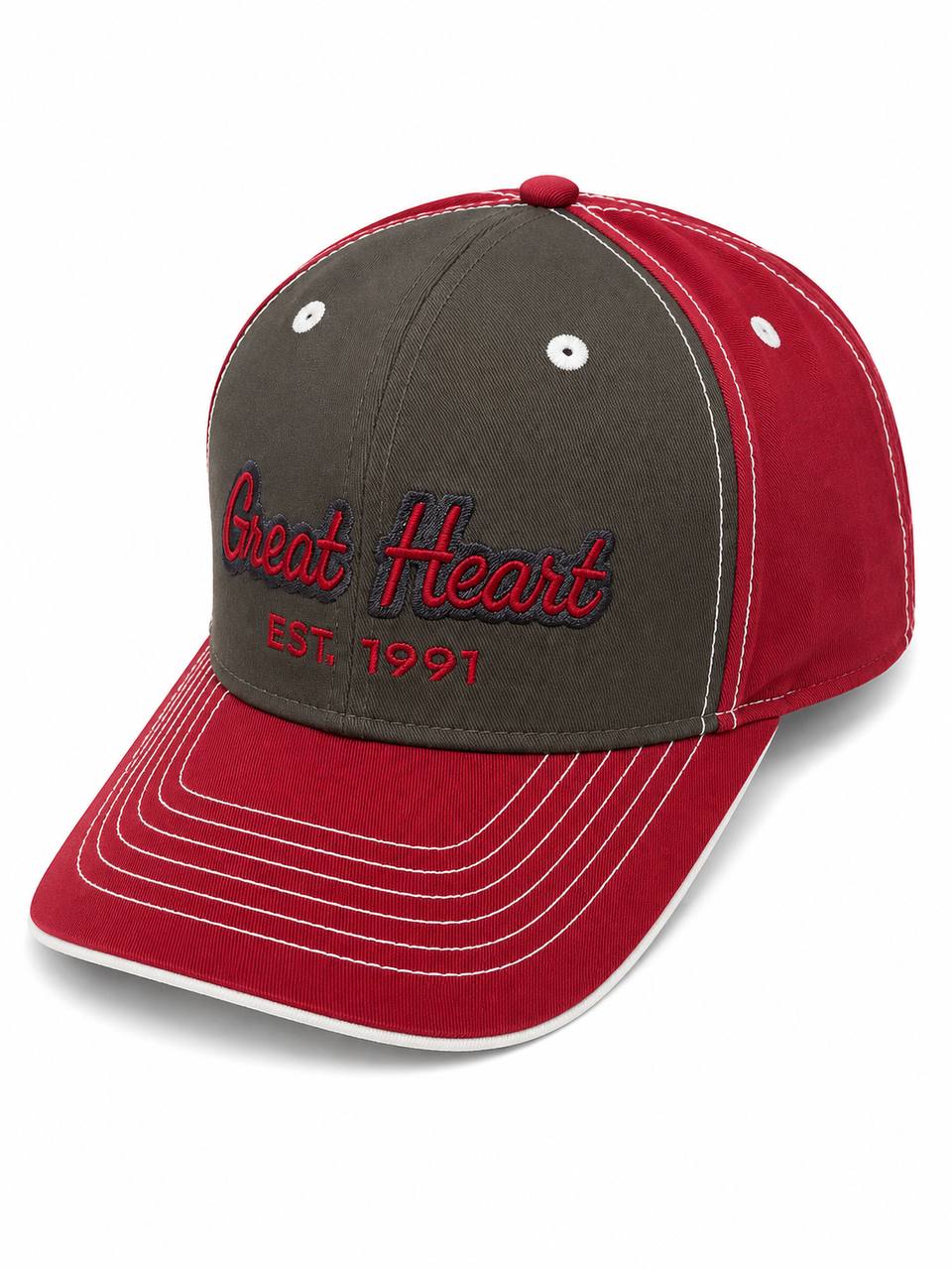 Great Heart Red & Charcoal Premium Embroidered Cap